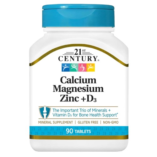 21st Century Calcium Magnesium Zinc + D3, 90 Tablets